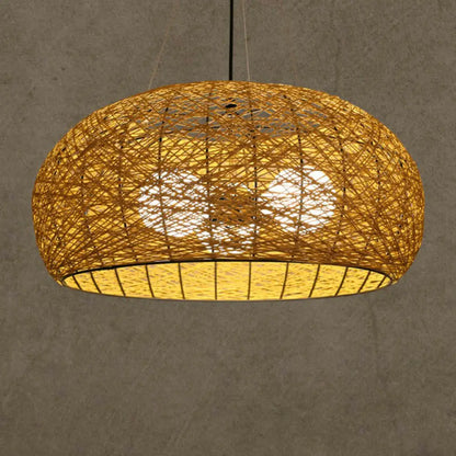 DecorBites™ Rattan Tea Room Chandelier: Asian Style Pendant Lighting Fixture
