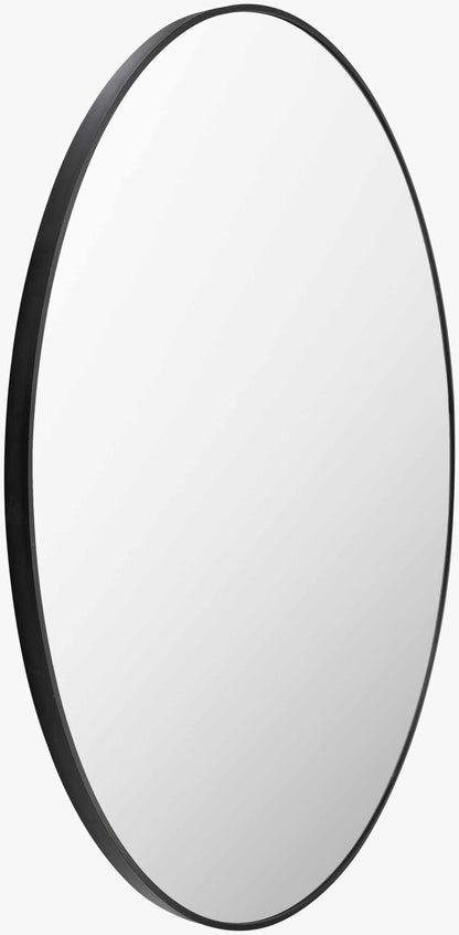 Round Mirror with Black Aluminum Frame