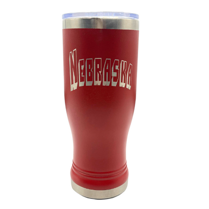 Stainless Steel Nebraska Engraved Pilsner Tumbler | 14 oz | Multiple Colors | RCK Creations & More