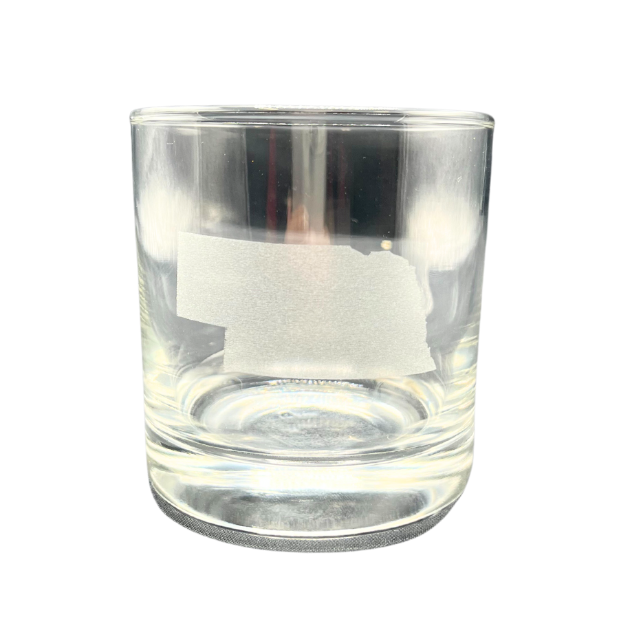 Double Old Fashioned Nebraska Etched Rocks Glass | 14 oz | RCK Creations & More