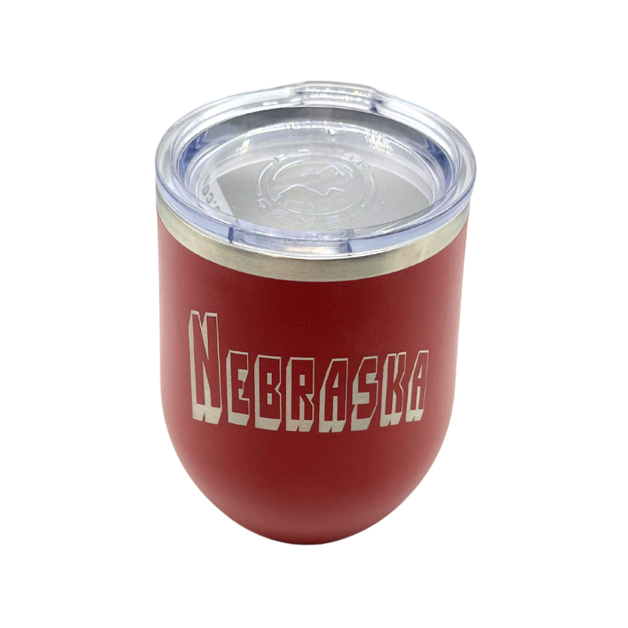 Stainless Steel Nebraska Engraved Stemless Wine Tumbler | 12 oz | Multiple Colors | RCK Creations & More