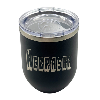 Stainless Steel Nebraska Engraved Stemless Wine Tumbler | 12 oz | Multiple Colors | RCK Creations & More