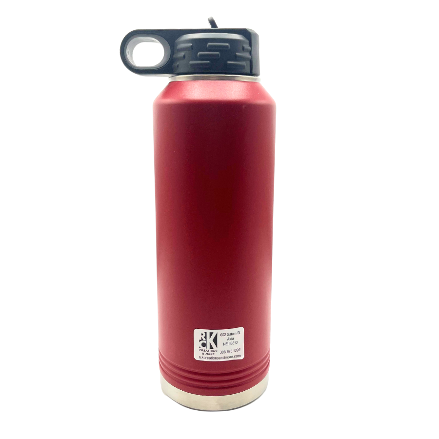 Stainless Steel Nebraska Engraved Water Bottle | 40 oz | Mutliple Colors | RCK Creations & More
