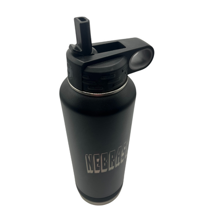 Stainless Steel Nebraska Engraved Water Bottle | 40 oz | Mutliple Colors | RCK Creations & More
