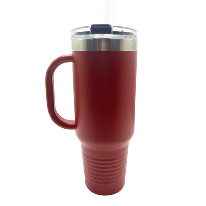 Stainless Steel Nebraska Engraved Tumbler With Handle | 40 oz | Multiple Colors | RCK Creations & More