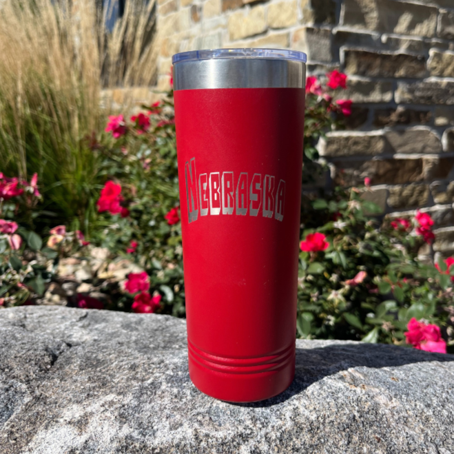 Stainless Steel Nebraska Engraved Skinny Tumbler | 22 oz | Multiple Colors | RCK Creations & More