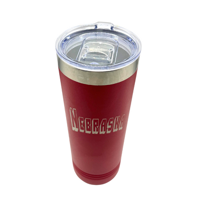 Stainless Steel Nebraska Engraved Skinny Tumbler | 22 oz | Multiple Colors | RCK Creations & More