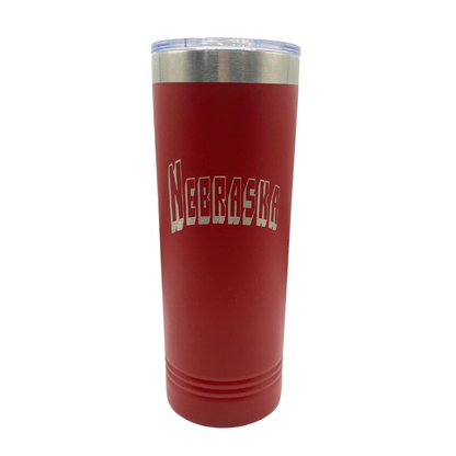 Stainless Steel Nebraska Engraved Skinny Tumbler | 22 oz | Multiple Colors | RCK Creations & More
