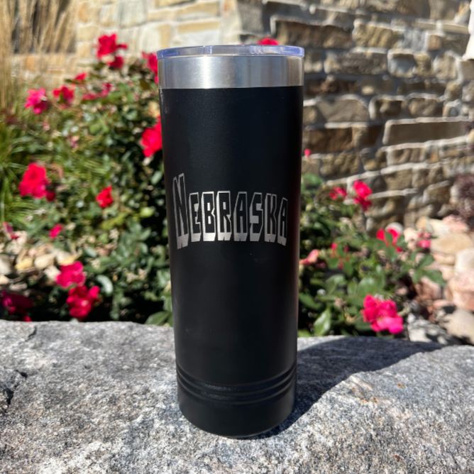 Stainless Steel Nebraska Engraved Skinny Tumbler | 22 oz | Multiple Colors | RCK Creations & More
