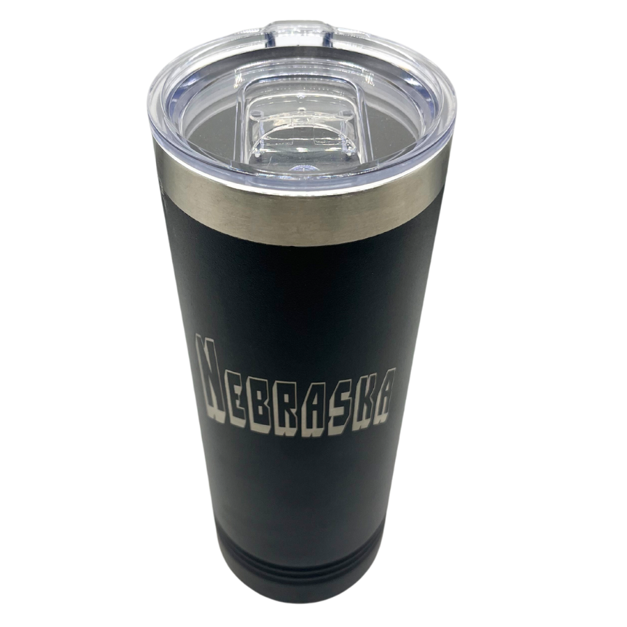 Stainless Steel Nebraska Engraved Skinny Tumbler | 22 oz | Multiple Colors | RCK Creations & More