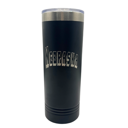Stainless Steel Nebraska Engraved Skinny Tumbler | 22 oz | Multiple Colors | RCK Creations & More