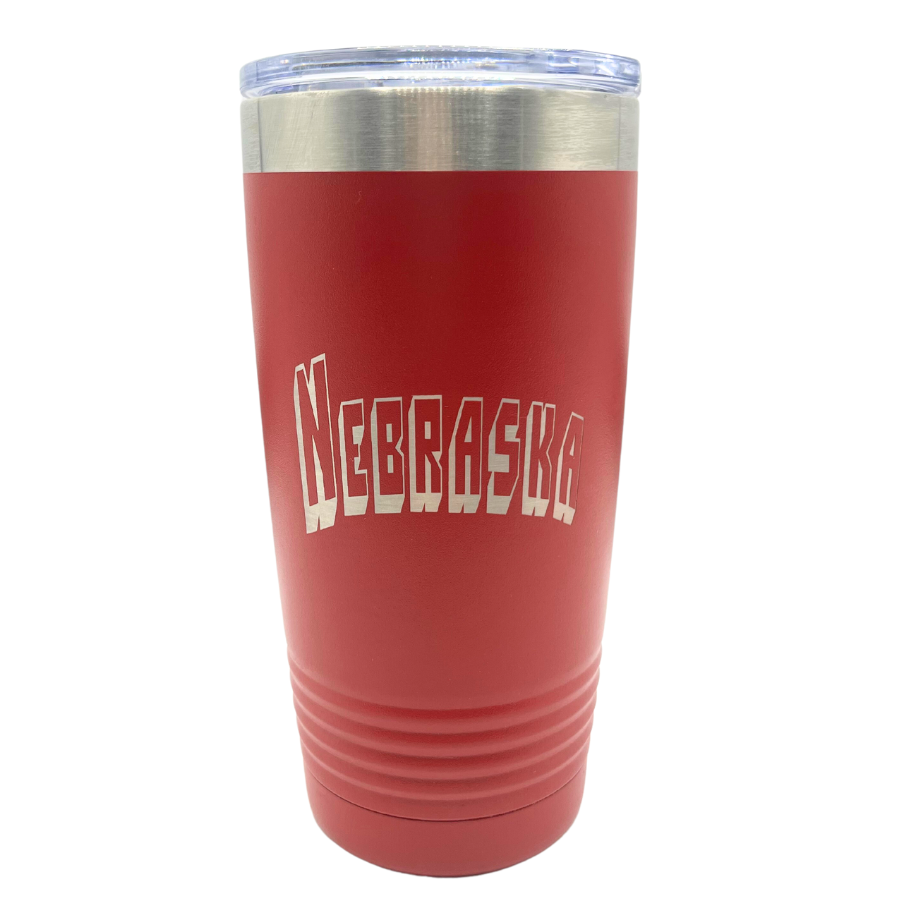 Stainless Steel Nebraska Engraved Insulated Tumbler | 20 oz | Multiple Colors | RCK Creations and More