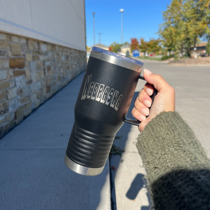 Stainless Steel Nebraska Engraved Cup with Handle | 20 oz | Multiple Colors | RCK Creations & More