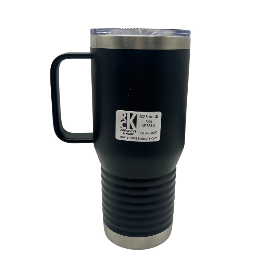 Stainless Steel Nebraska Engraved Cup with Handle | 20 oz | Multiple Colors | RCK Creations & More