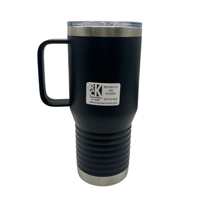 Stainless Steel Nebraska Engraved Cup with Handle | 20 oz | Multiple Colors | RCK Creations & More