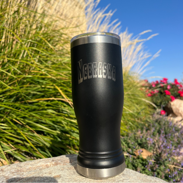 Stainless Steel Nebraska Engraved Pilsner Tumbler | 14 oz | Multiple Colors | RCK Creations & More