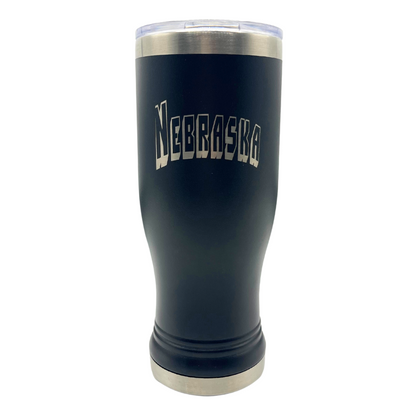 Stainless Steel Nebraska Engraved Pilsner Tumbler | 14 oz | Multiple Colors | RCK Creations & More