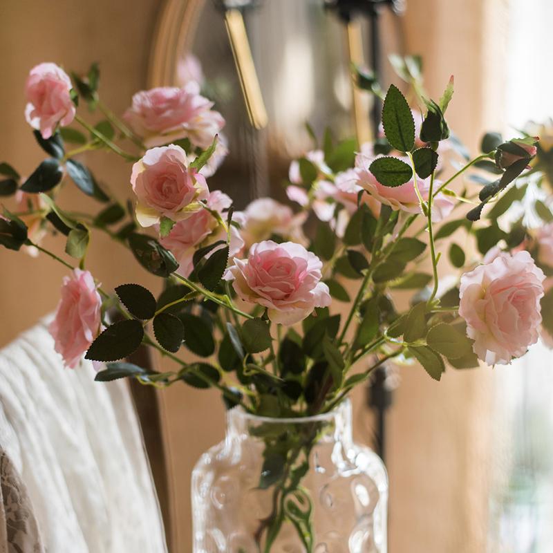 Faux Silk Real Touch Blooming Rose Stem in Pink 25" Tall, view 2
