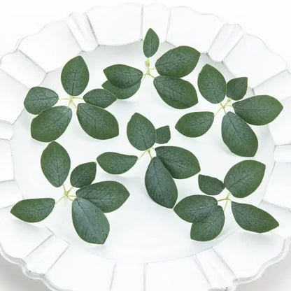Realistic dark green 50pcs silk 5leaf artificial roses wedding decor