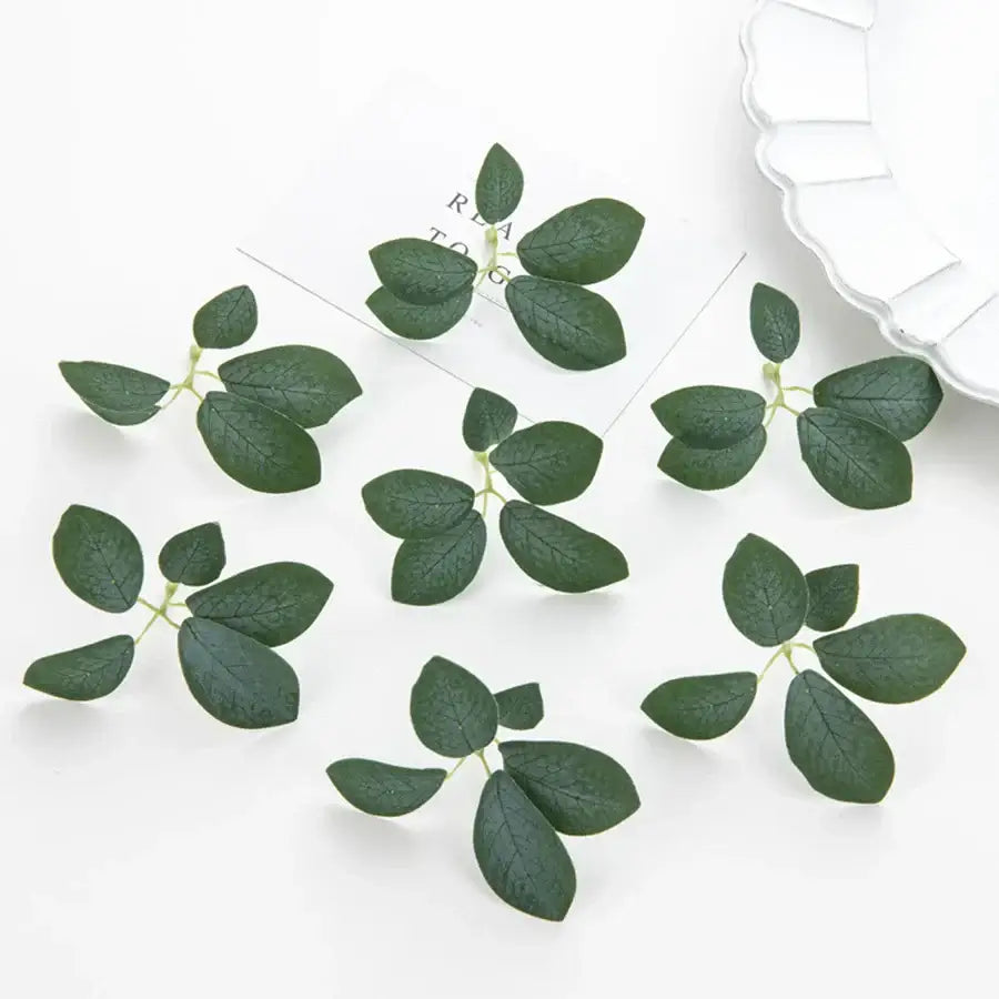 Realistic dark green 50pcs silk 5leaf artificial roses wedding decor