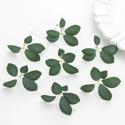 Realistic dark green 50pcs silk 5leaf artificial roses wedding decor