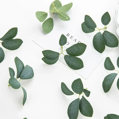 Realistic dark green 50pcs silk 5leaf artificial roses wedding decor