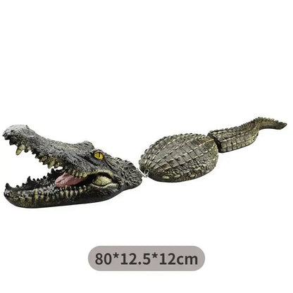 Realistic dark green & beige floating crocodile head garden water decor
