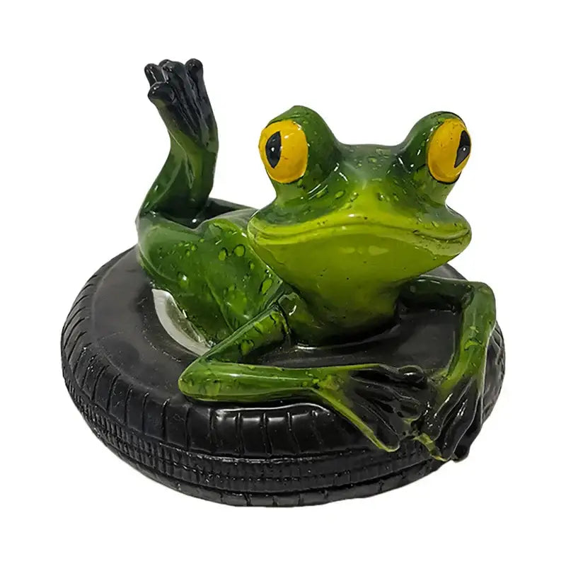 Realistic dark green & beige floating crocodile head garden water decor