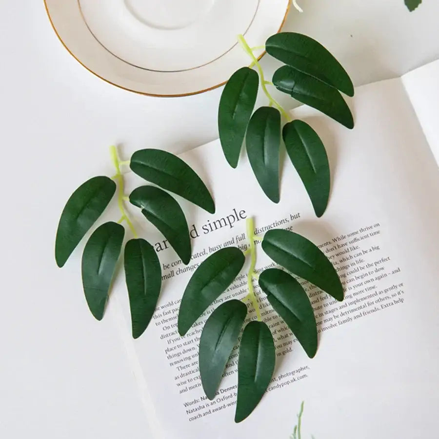 Realistic dark green silk willow leaves wedding and home decor