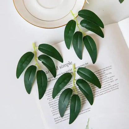 Realistic dark green silk willow leaves wedding and home decor