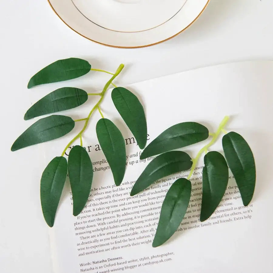 Realistic dark green silk willow leaves wedding and home decor