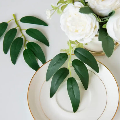 Realistic dark green silk willow leaves wedding and home decor