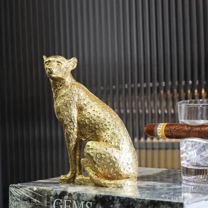 Realistic golden leopard print resin crafts office decor