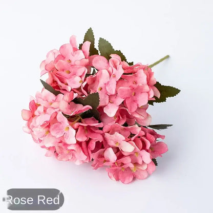 Realistic pink & white hydrangea branch decor wedding living room flowers