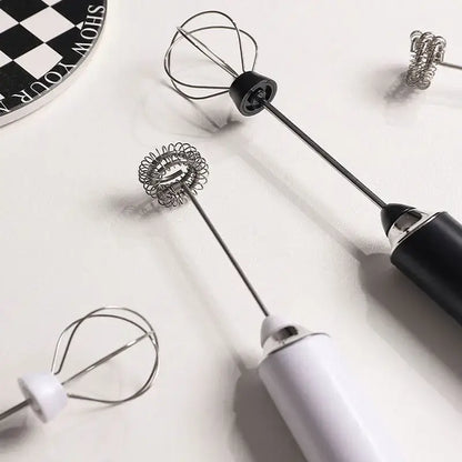 Rechargeable black & silver electric milk frother kitchen mixer