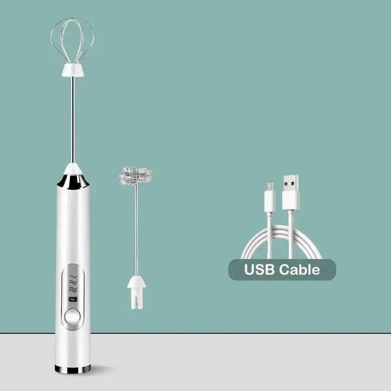 Rechargeable black & silver electric milk frother kitchen mixer
