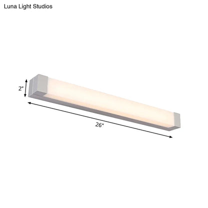 DecorBites™ Rectangle Bathroom Wall Mount Light Aluminum LED Nordic Vanity Lamp with Acrylic Shade in White, Warm/White Light (18"/22" W)