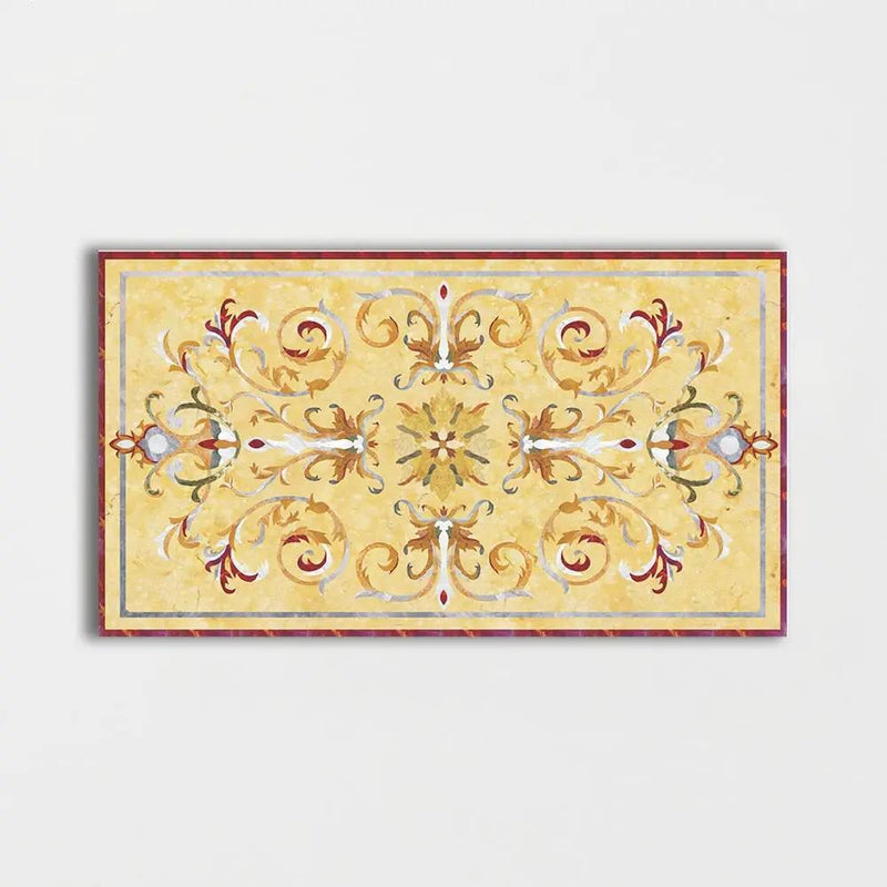 Rectangular Aluminum Backed Multi Finish Casablanca Marble Medallions 3x5