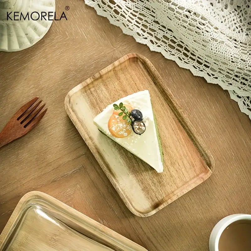 Rectangular cake dessert wood plate with glass lid dining room serving dish