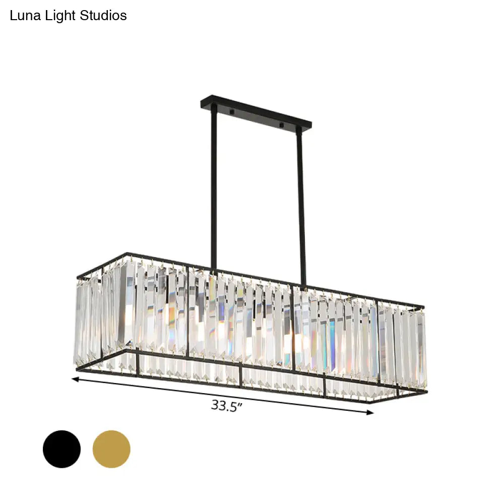 DecorBites™ Rectangular Clear Crystal Island Pendant Light - 3 Head Traditional Suspension Lighting for Dining Room