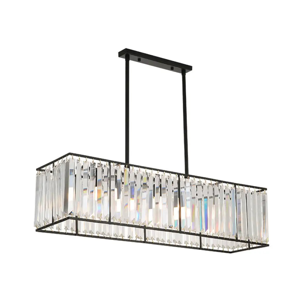 DecorBites™ Rectangular Clear Crystal Island Pendant Light - 3 Head Traditional Suspension Lighting for Dining Room