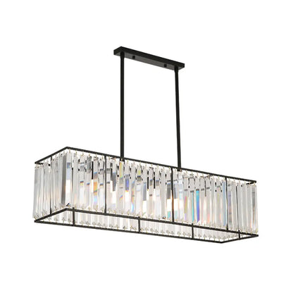 DecorBites™ Rectangular Clear Crystal Island Pendant Light - 3 Head Traditional Suspension Lighting for Dining Room