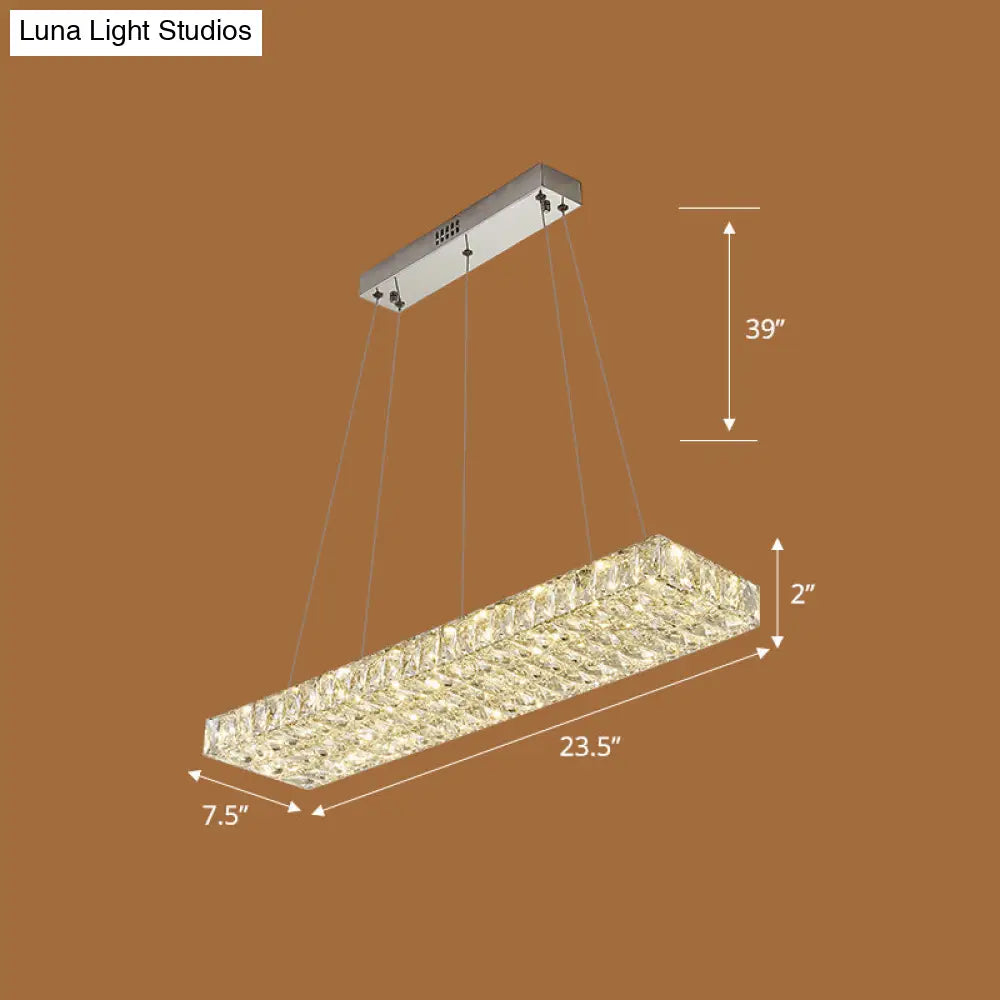 DecorBites™ Rectangular K9 Crystal Ceiling Pendant Light - Contemporary Clear Dining Room Suspension Lamp