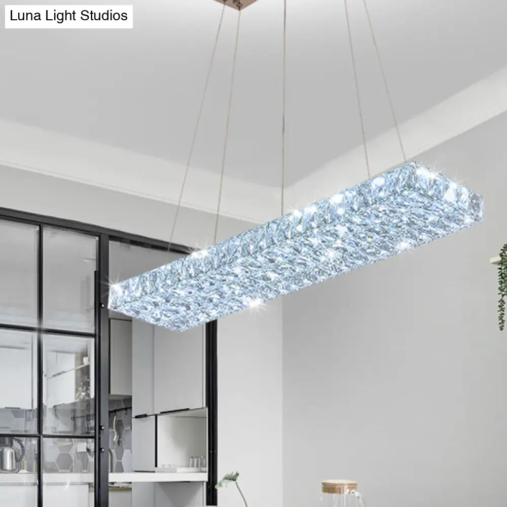 DecorBites™ Rectangular K9 Crystal Ceiling Pendant Light - Contemporary Clear Dining Room Suspension Lamp