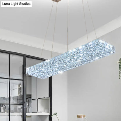DecorBites™ Rectangular K9 Crystal Ceiling Pendant Light - Contemporary Clear Dining Room Suspension Lamp