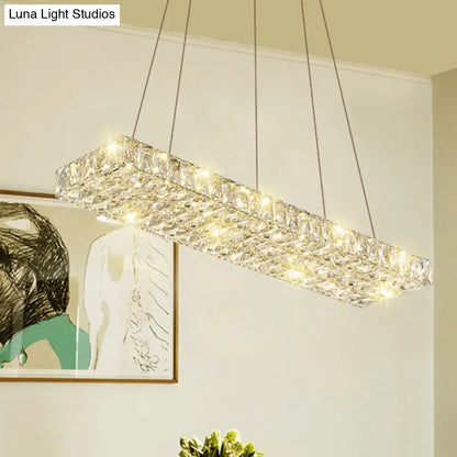 DecorBites™ Rectangular K9 Crystal Ceiling Pendant Light - Contemporary Clear Dining Room Suspension Lamp