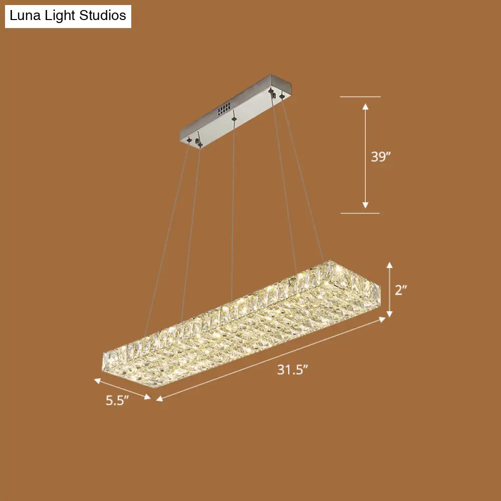DecorBites™ Rectangular K9 Crystal Ceiling Pendant Light - Contemporary Clear Dining Room Suspension Lamp