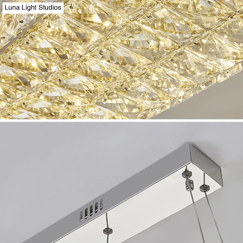 DecorBites™ Rectangular K9 Crystal Ceiling Pendant Light - Contemporary Clear Dining Room Suspension Lamp
