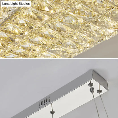 DecorBites™ Rectangular K9 Crystal Ceiling Pendant Light - Contemporary Clear Dining Room Suspension Lamp