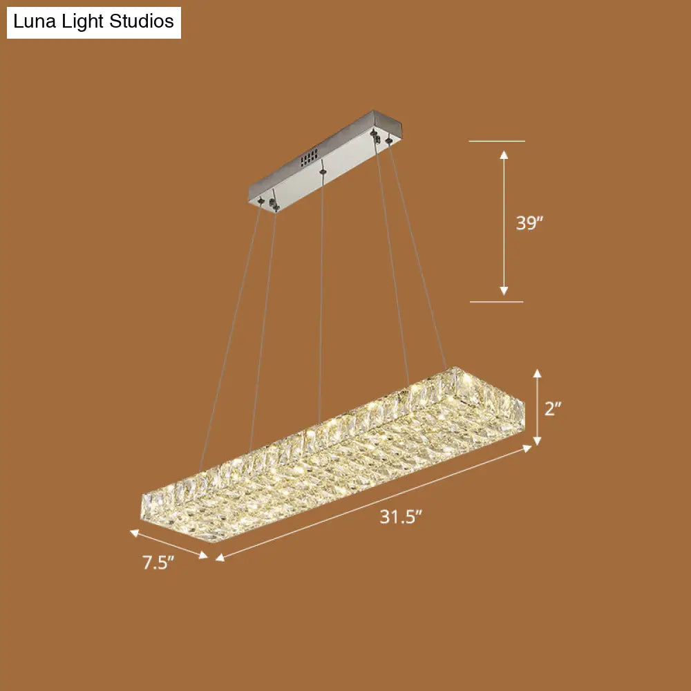 DecorBites™ Rectangular K9 Crystal Ceiling Pendant Light - Contemporary Clear Dining Room Suspension Lamp